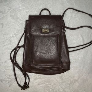Brown Leather Mini Backpack
